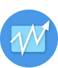 A trend graph icon to portray subjects of business